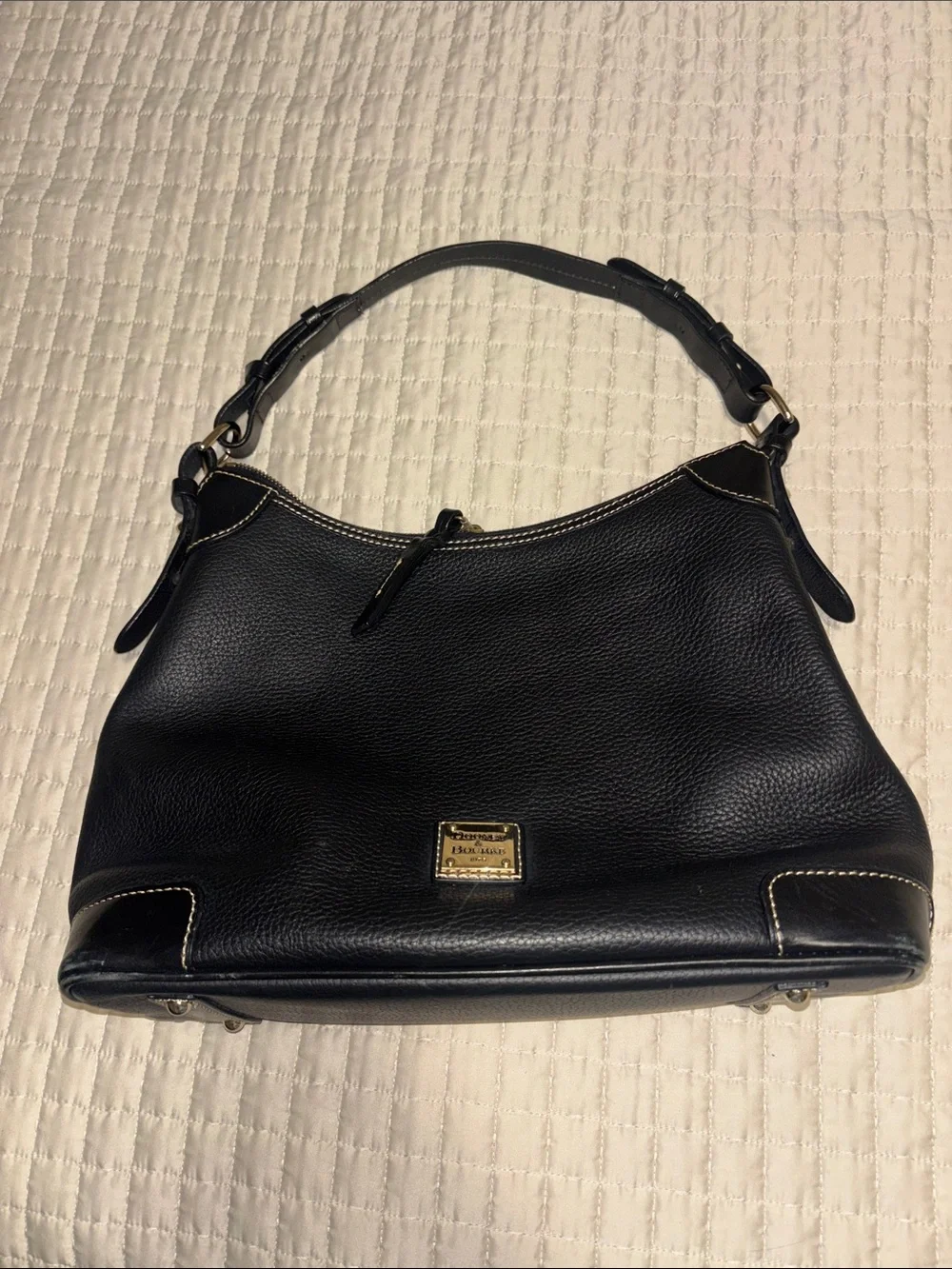Dooney & Bourke Black Leather Hobo Bag Vintage 1975 Gold Logo